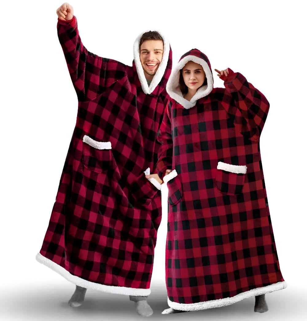 WarmWrap Hoodie Filt - Pläd i överstorlek med huva och ficka