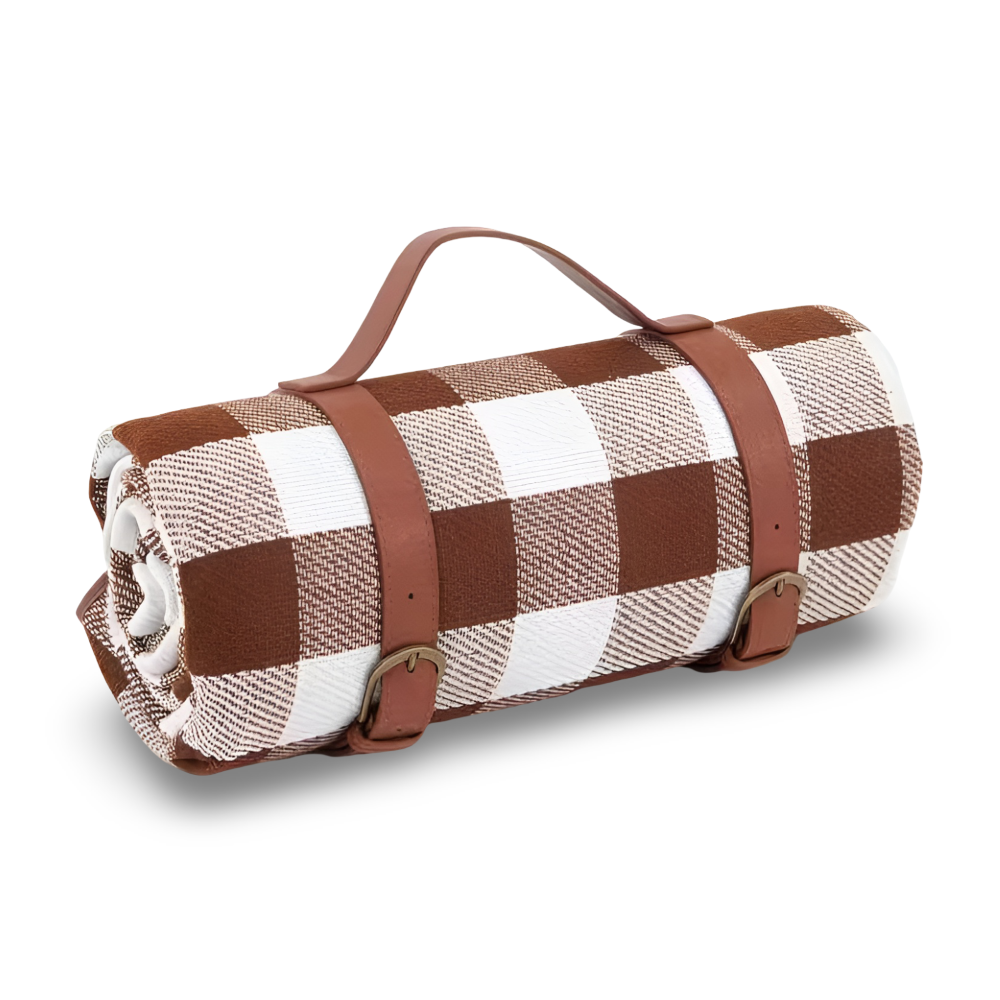 Vattentät Picknickfilt 200x200 cm – Vikbar strandfilt med bärhandtag, rutig, tvättbar