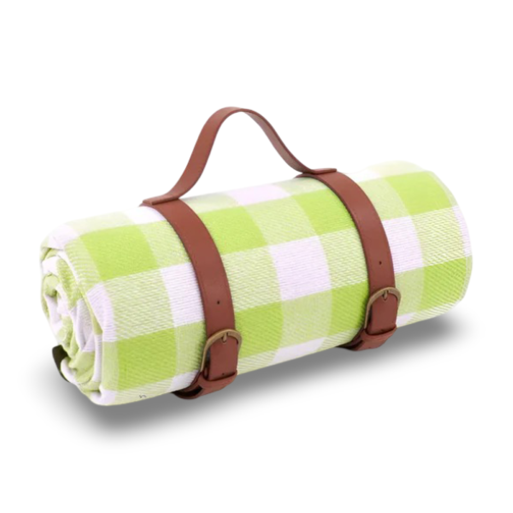 Vattentät Picknickfilt 200x200 cm – Vikbar strandfilt med bärhandtag, rutig, tvättbar