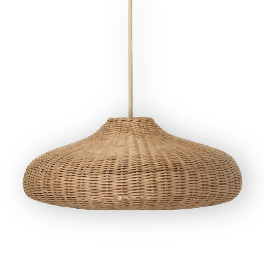 WickerCraft Pendellampa - Vintage Handgjord Rattan Hänglampa