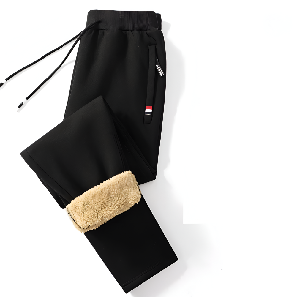 Ullfodrad Fleece Legging - Herr Sweatpants med Snörning och Fickor