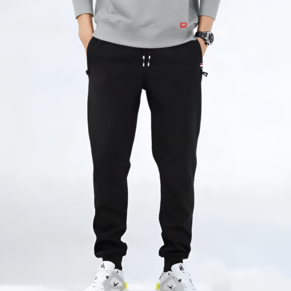 Ullfodrad Fleece Legging - Herr Sweatpants med Snörning och Fickor