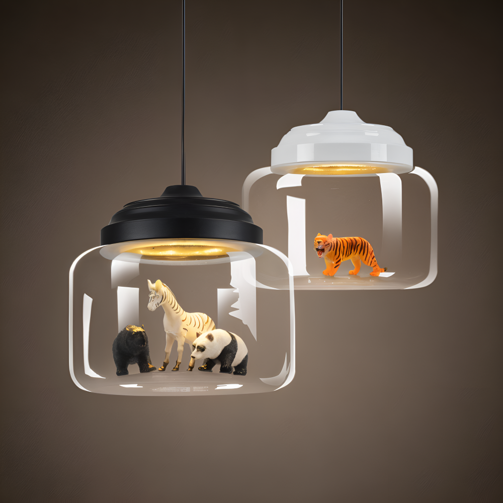 Zoo Glas Pendellampa - Dekorativ Nordisk Tecknad Djur LED Hänglampa