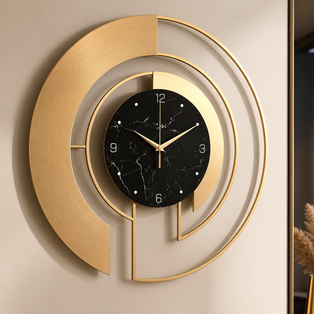 Modern metal väggklocka rund glasdesign tyst rörelse