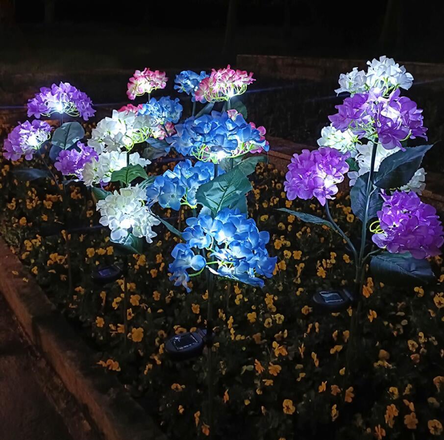 Solcellslampor för trädgården med hortensia-design