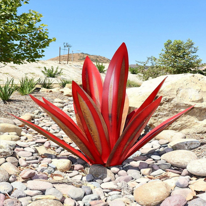 Konstgjord metall Agave växt dekoration trädgårdsprydnad 27-35 cm