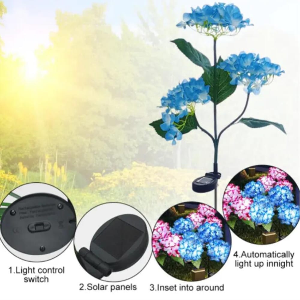 Solcellslampor för trädgården med hortensia-design