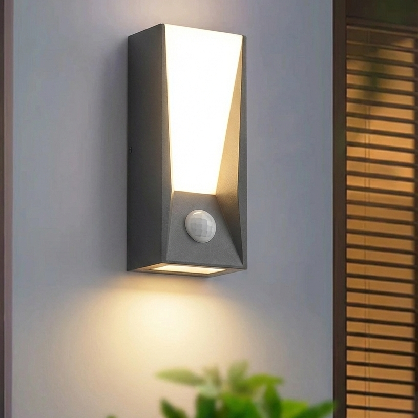 Utomhus vägglampa med rörelsesensor LED