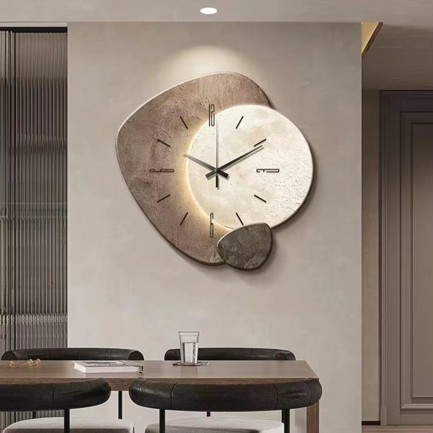 Väggklocka Minimalistisk Måndesign Beige