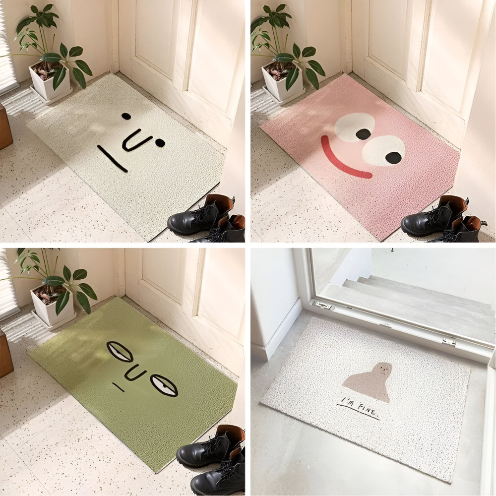 Halkfri PVC Dörrmatta med Smiley-ansikte Entrématta