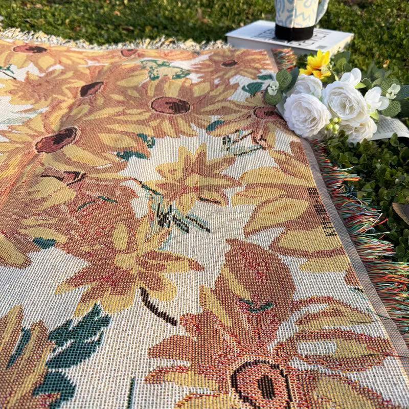 Picknickfilt vattentät med blommönster 180x230 cm