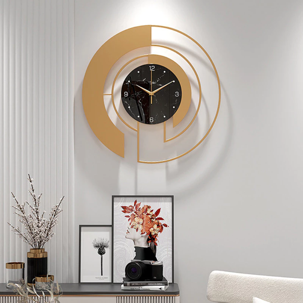 Modern metal väggklocka rund glasdesign tyst rörelse