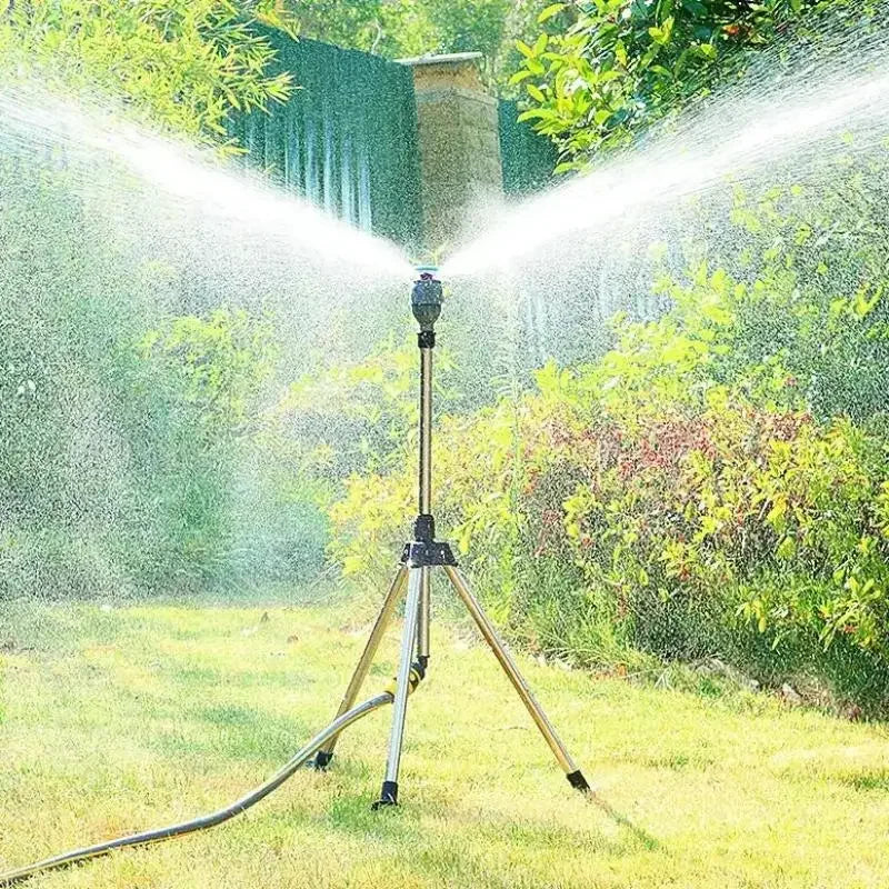 Trädgårdsspridare med teleskopiskt trebensstativ roterande 360 grader
