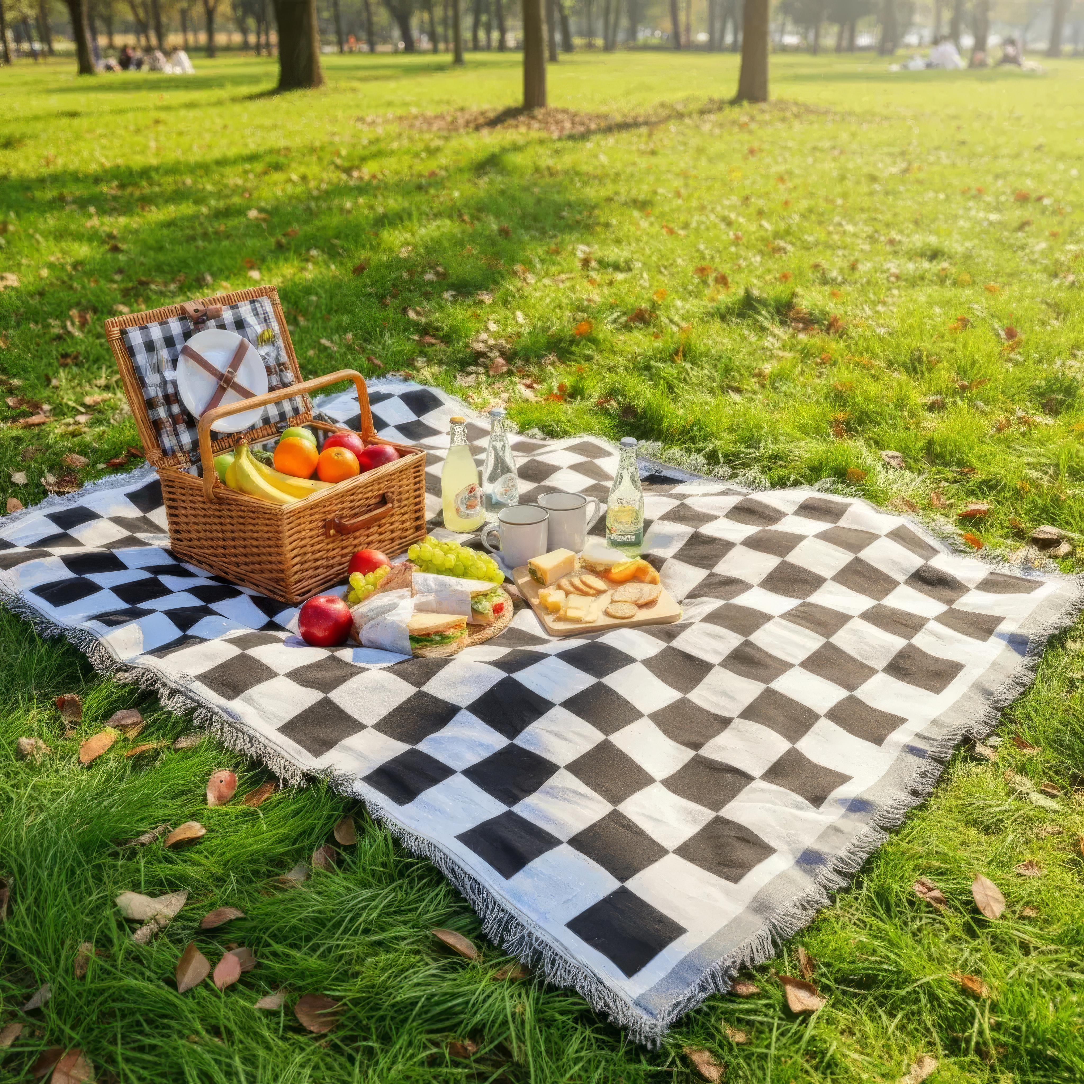 Picknickfilt Mjuk Mikrofiber Rutig Design