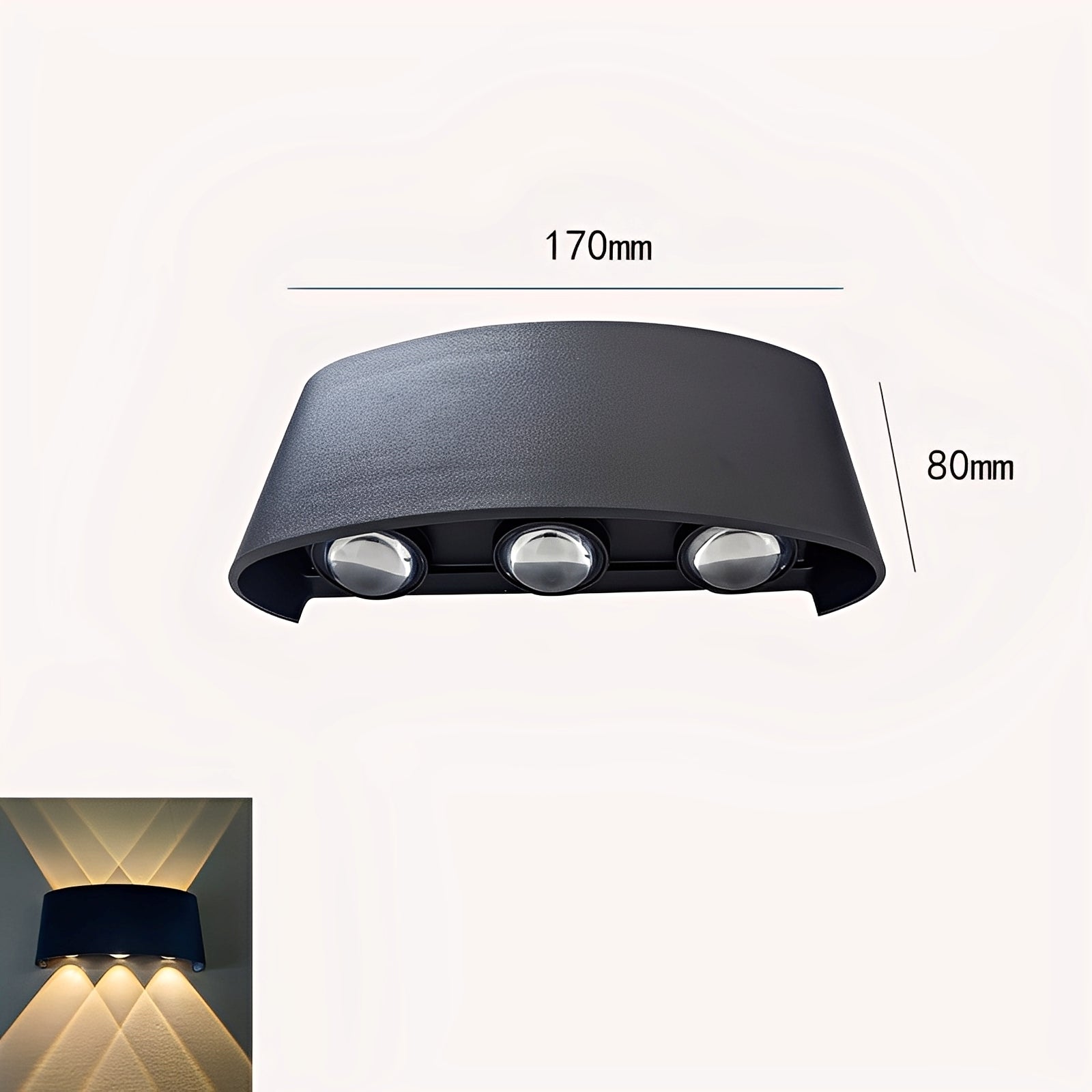 Modern svart vägglampa för inomhusbruk med stilren form och varmvit LED