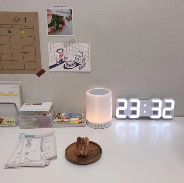 Modern 3D-väckarklocka för sovrum eller kontor
