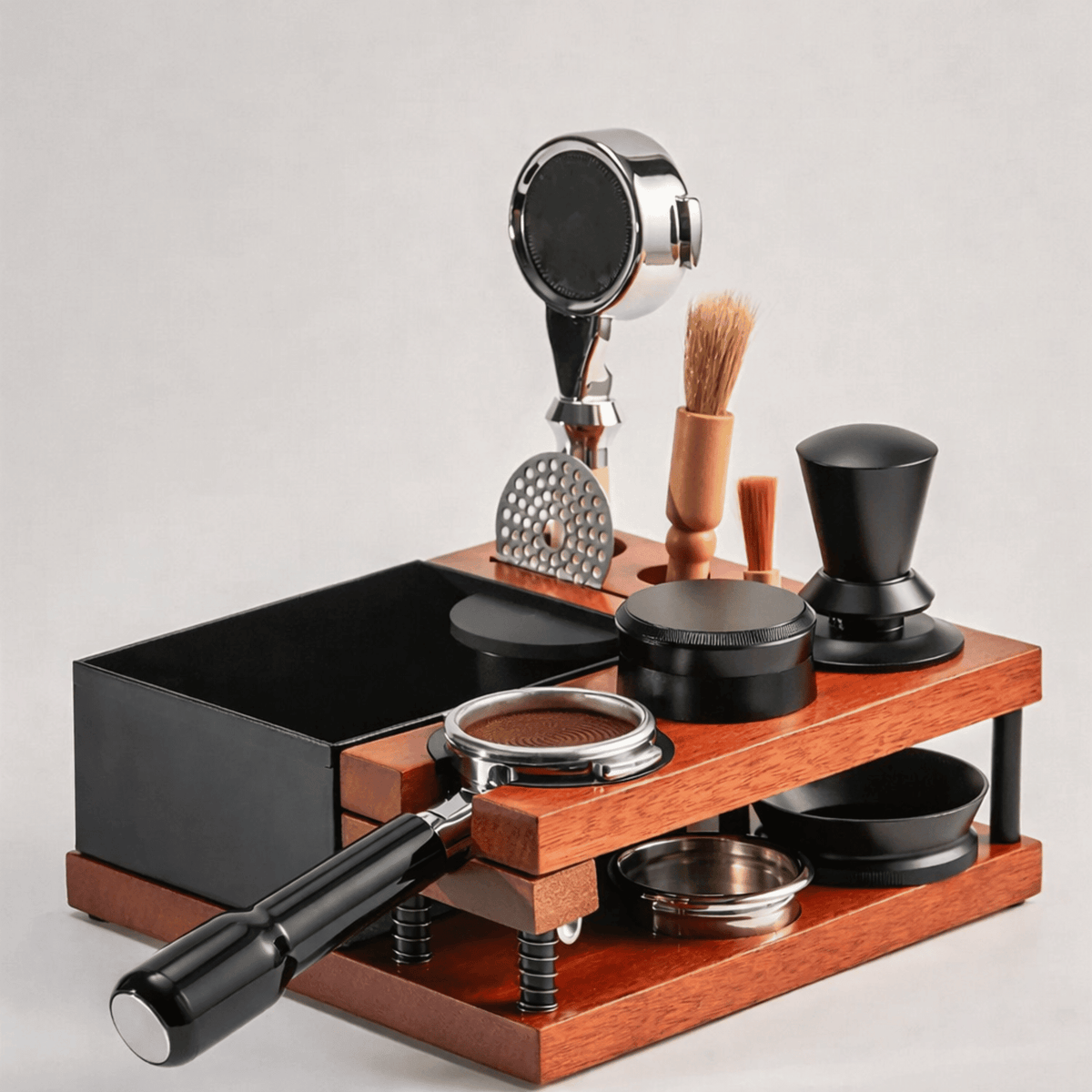 Espressostation I Massivt Trä Med Sumpbehållare