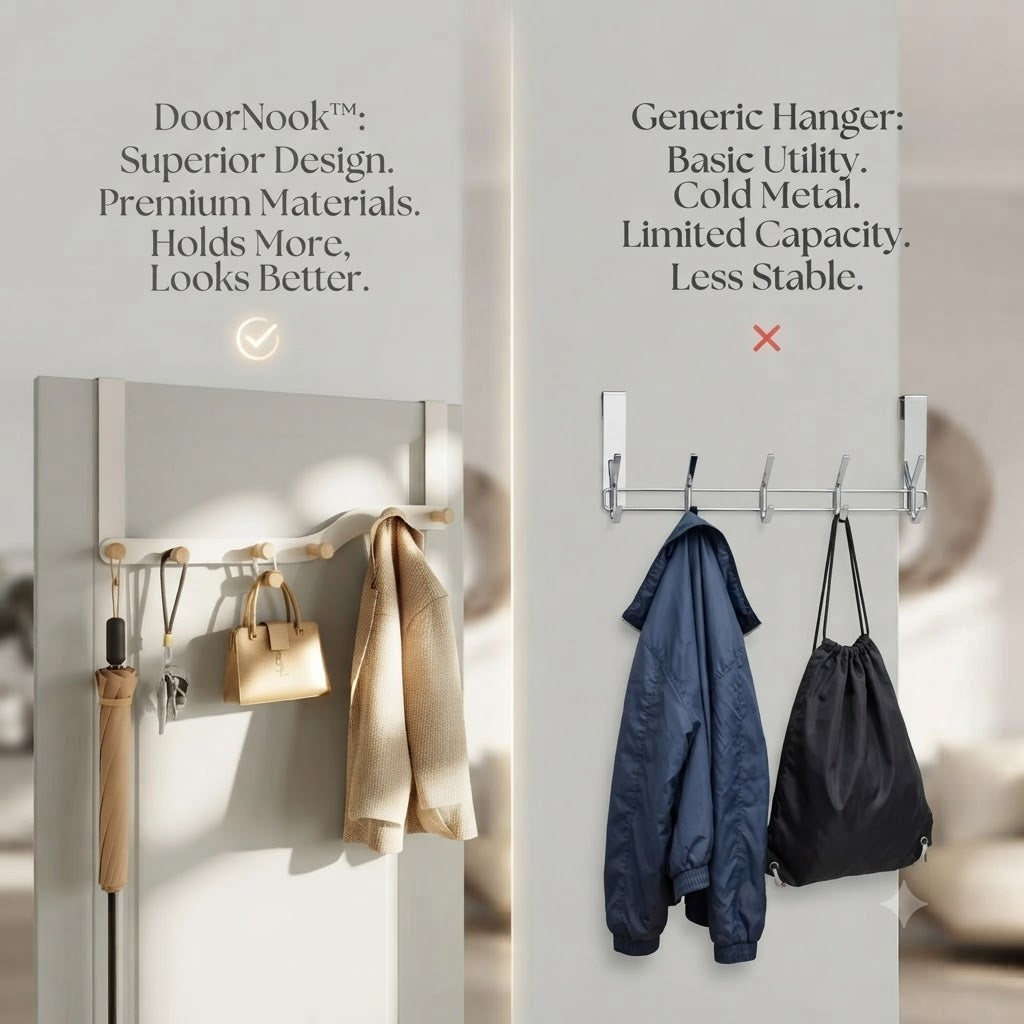 Minimalistisk dörrhängare i trä och metall för hall eller sovrum