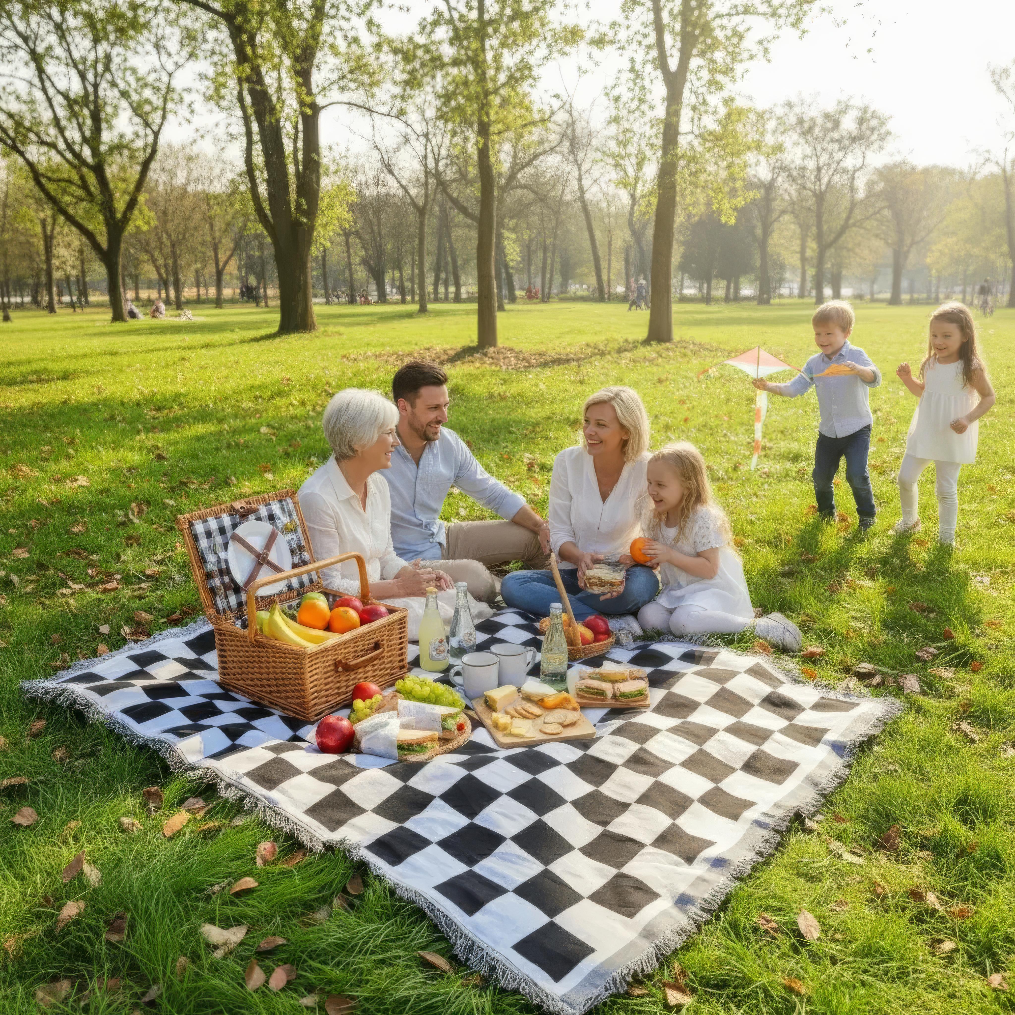Picknickfilt Mjuk Mikrofiber Rutig Design