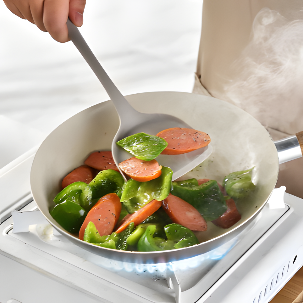 15-delars Silikon Köksredskapsset Khaki - Värmebeständiga Köksslevar & Stekspadar - Livsmedelsäkra & Diskmaskinssäkra