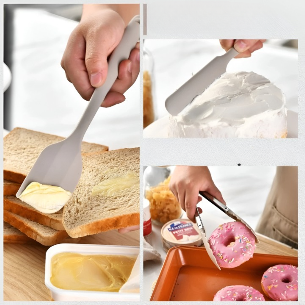 15-delars Silikon Köksredskapsset Khaki - Värmebeständiga Köksslevar & Stekspadar - Livsmedelsäkra & Diskmaskinssäkra