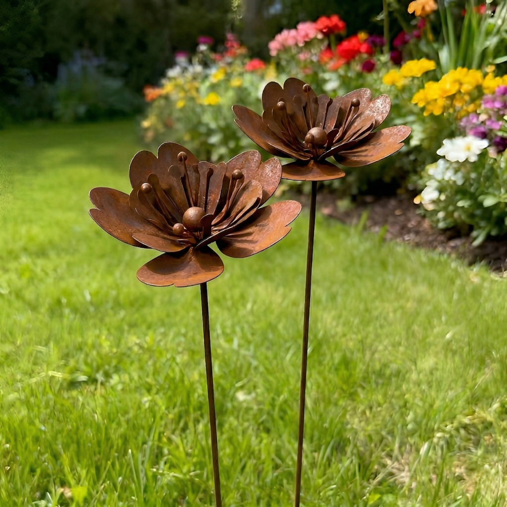 Trädgårdsspett Rostig Metallblomma med Ljusdekoration