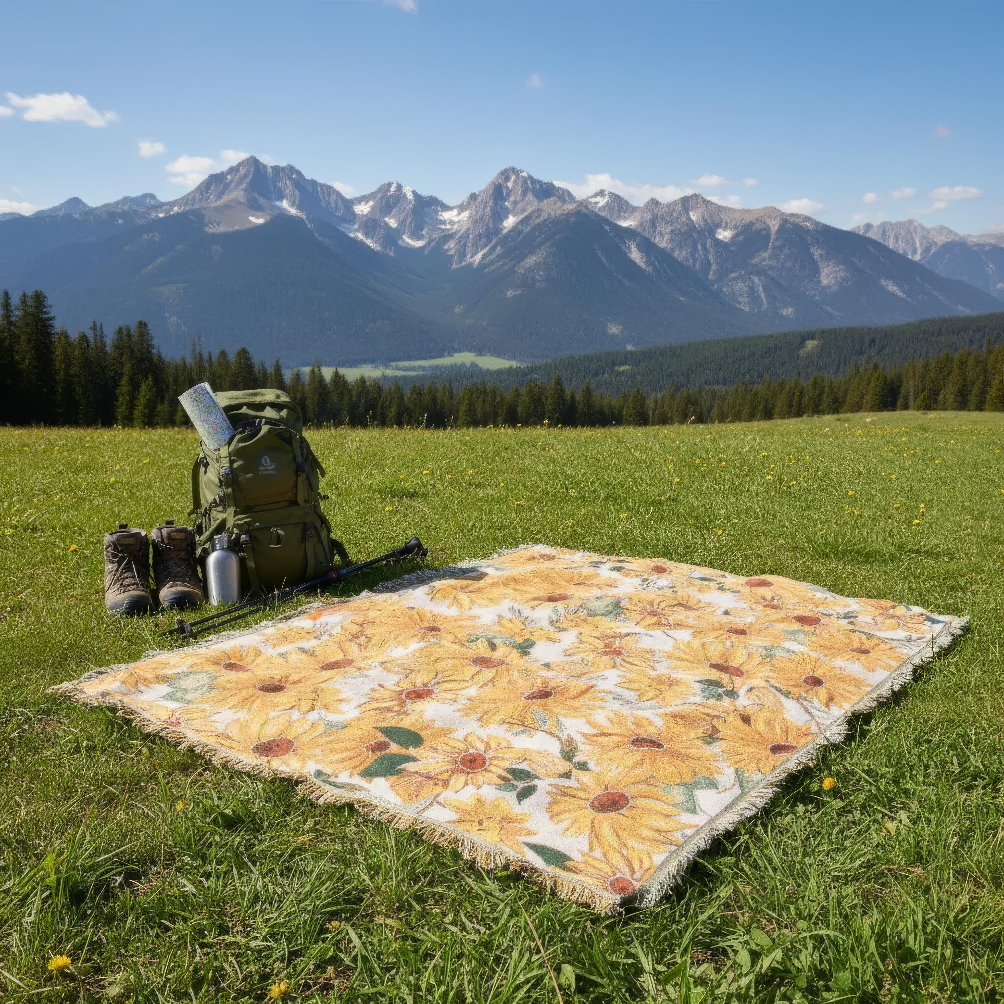 Picknickfilt vattentät med blommönster 180x230 cm