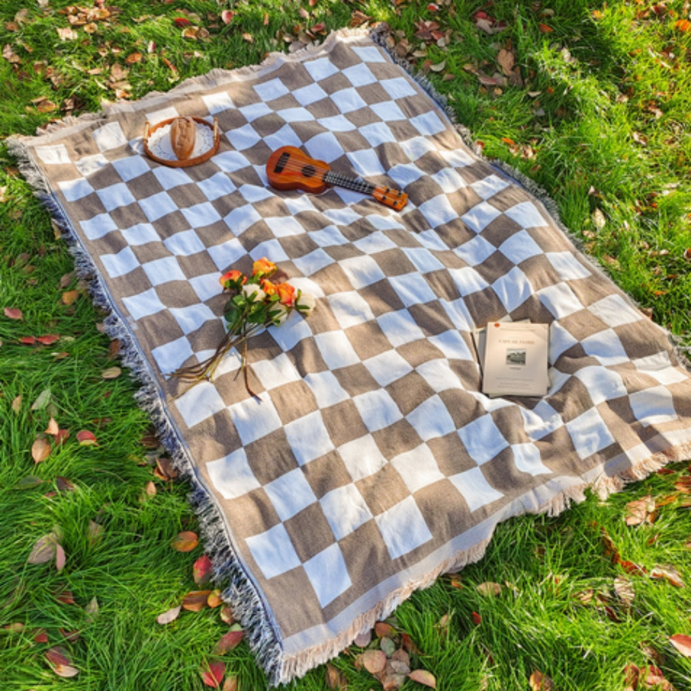Picknickfilt Mjuk Mikrofiber Rutig Design