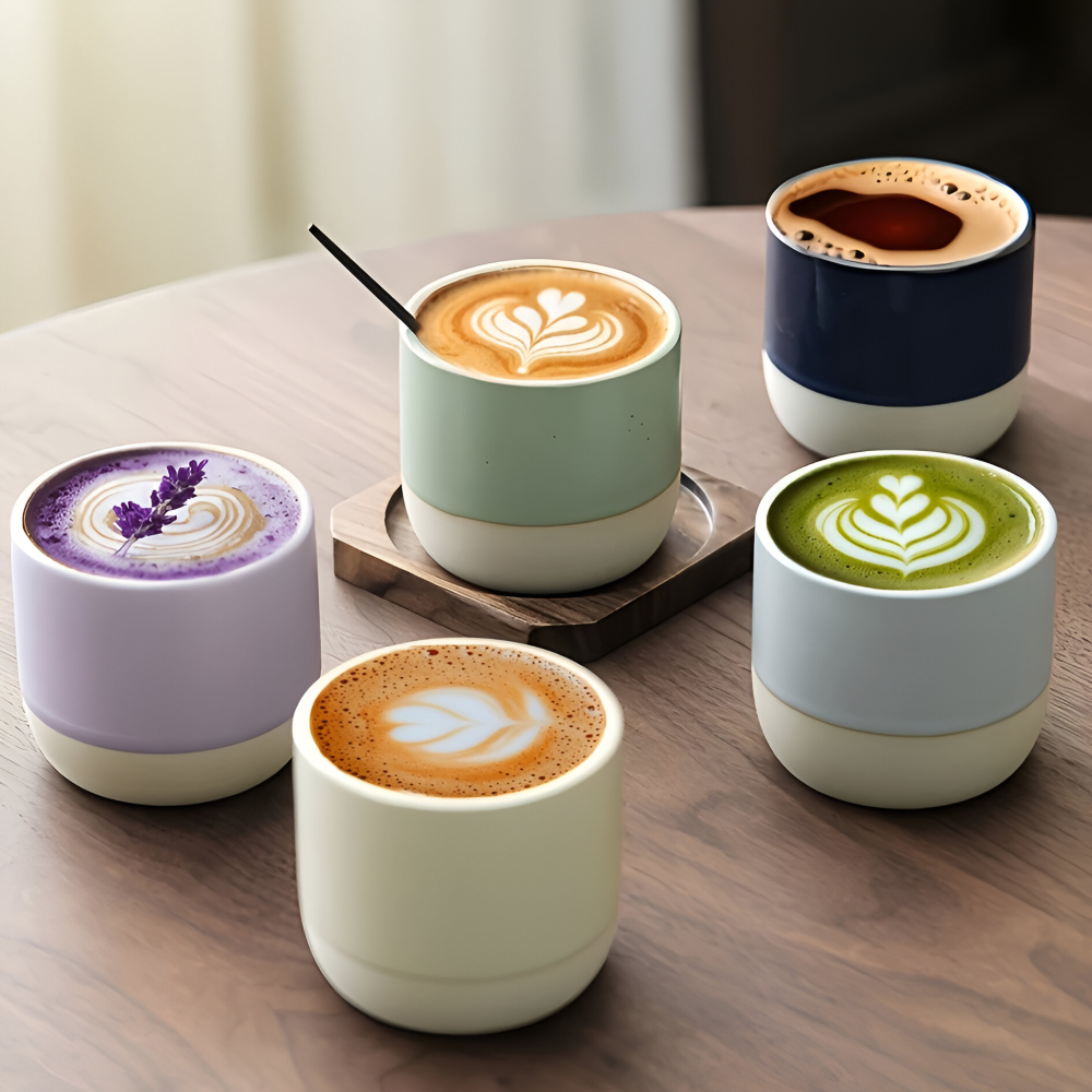 Keramik Kaffekoppar Set (230 ml) – 4-delat Muggar för Kaffe och Te