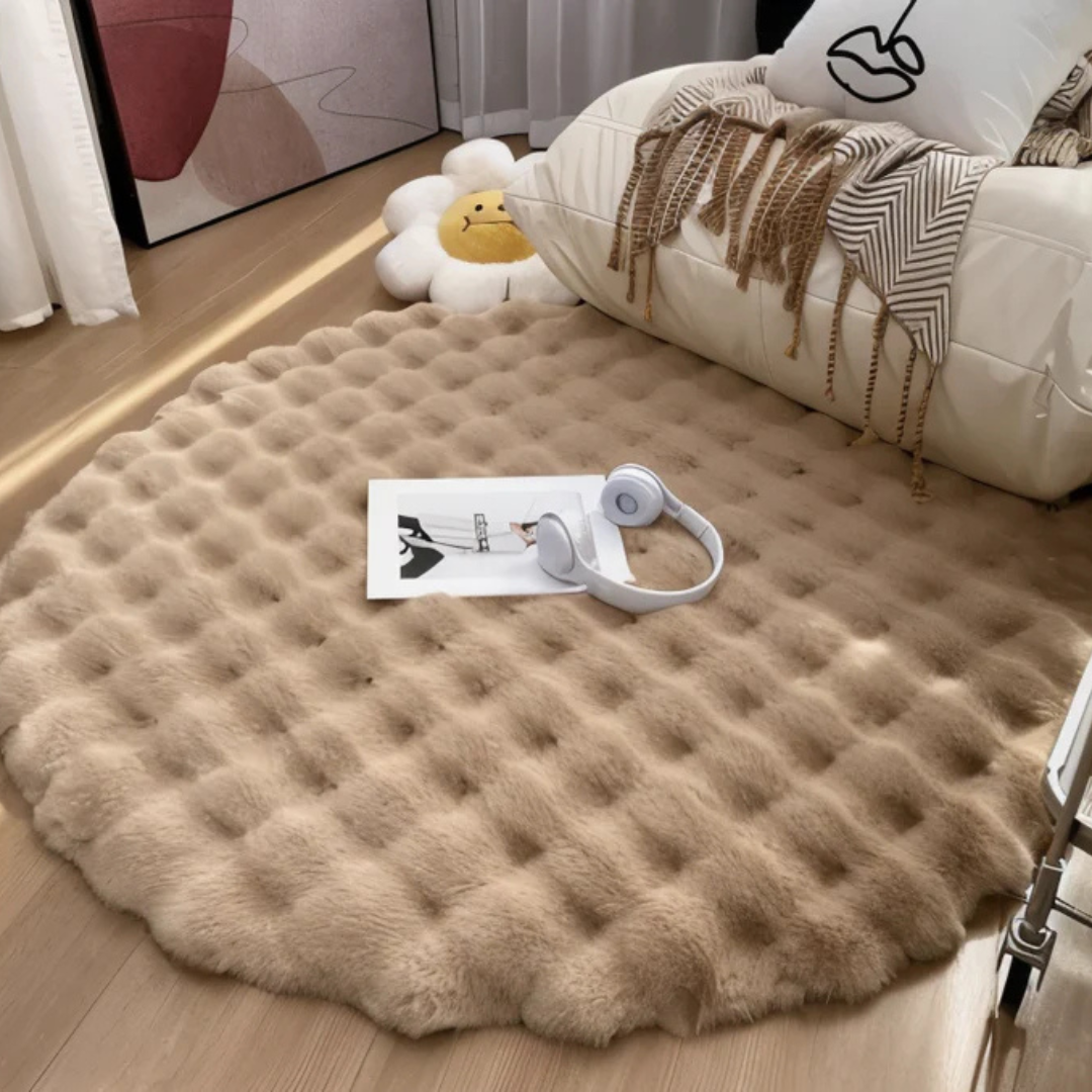 Rund matta i mjuk fleece med halkskyddande undersida, 80 x 80 cm