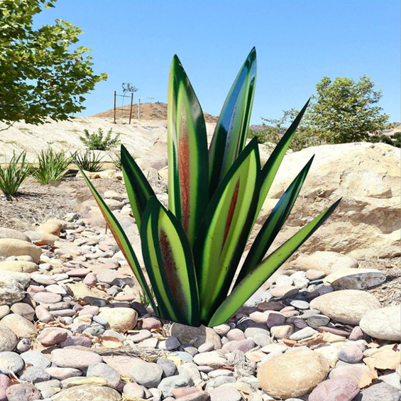 Konstgjord metall Agave växt dekoration trädgårdsprydnad 27-35 cm