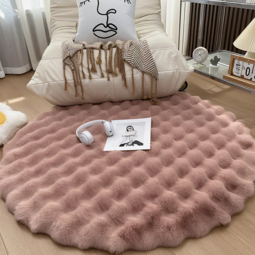 Rund Matta I Fleece Halkskyddande 80 x 80 cm