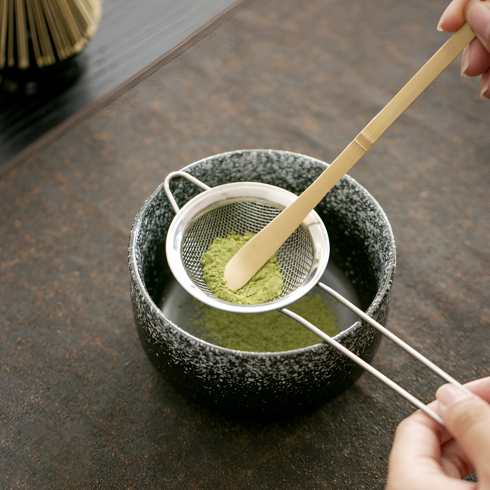 Matcha-Set 4-delar – Handgjord Keramikskål, Hållare, Bambusked (Chasen) & Bambusmatcha-sked (Chashaku)