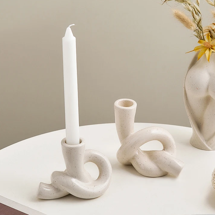 Keramiskt Ljusstake med Knutdesign