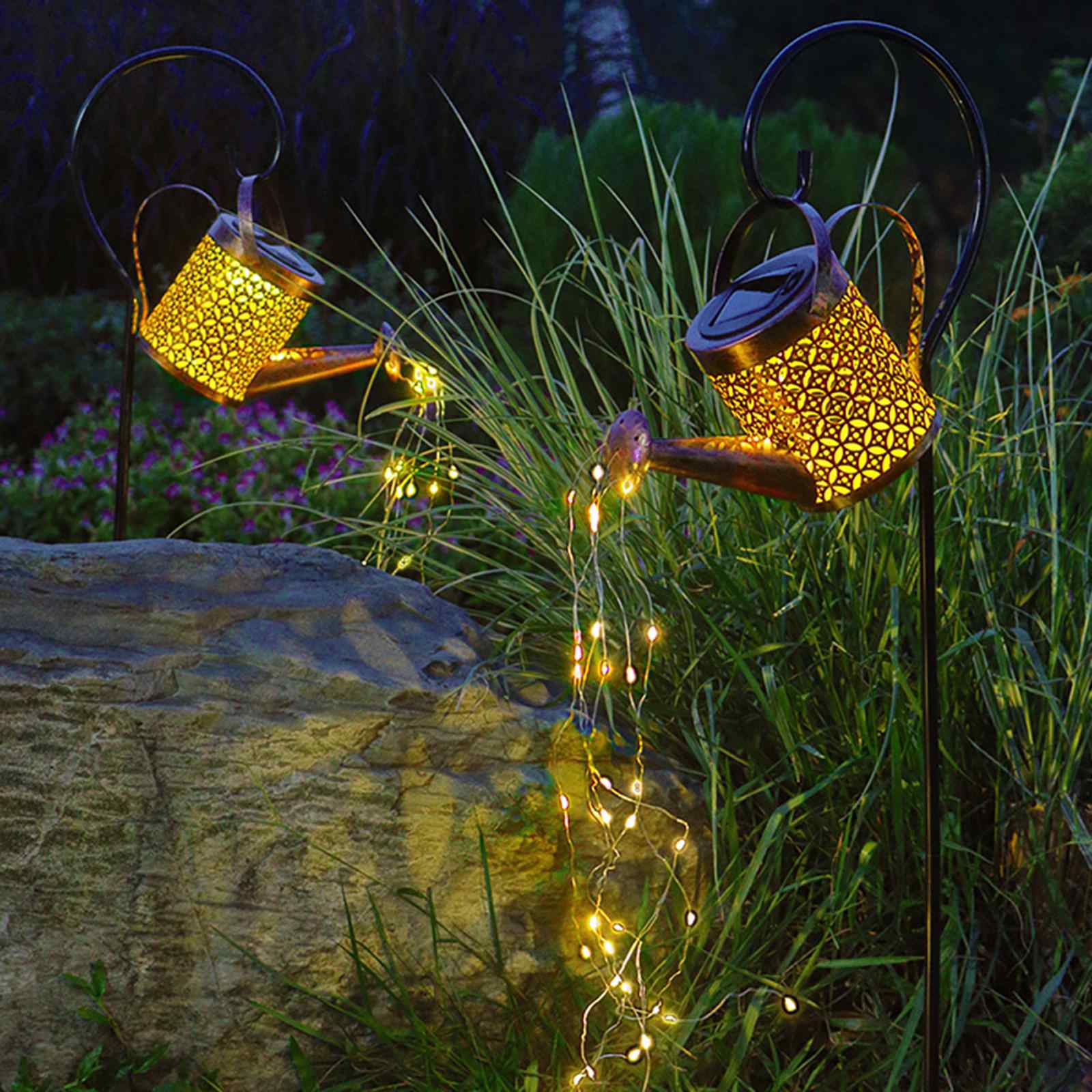Solcellsdriven LED-trädgårdskanna lampa