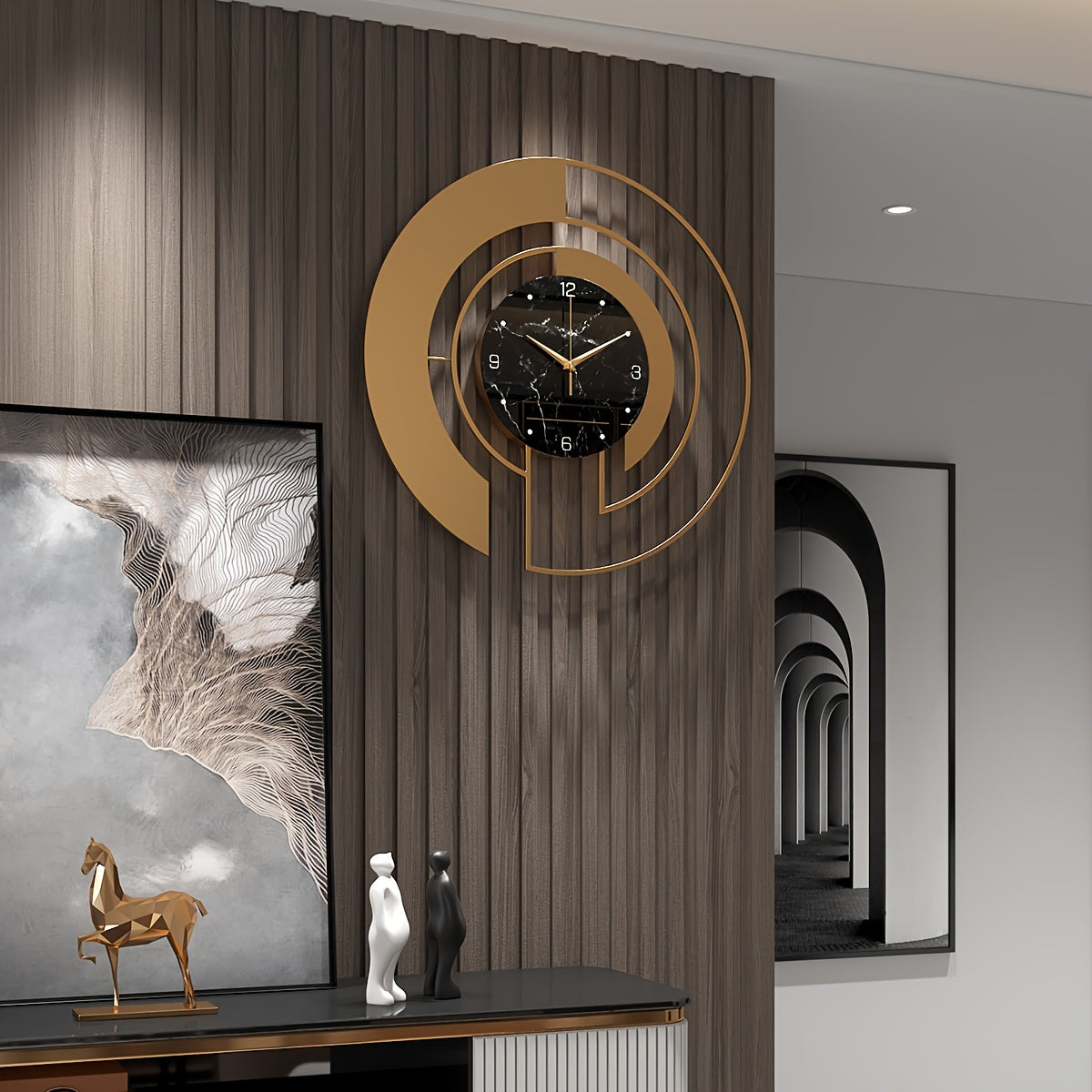 Modern metal väggklocka rund glasdesign tyst rörelse