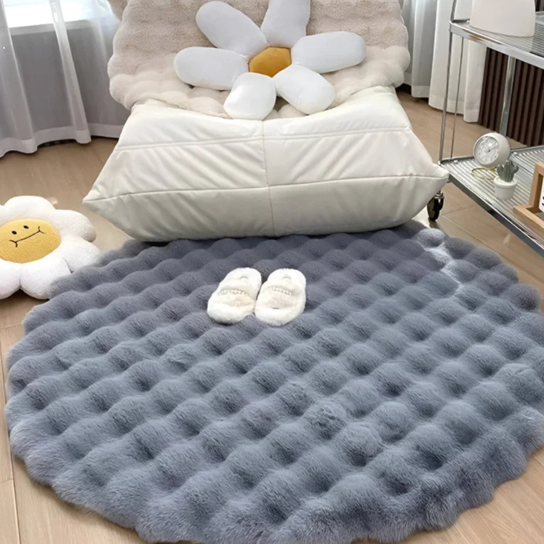 Rund Matta I Fleece Halkskyddande 80 x 80 cm