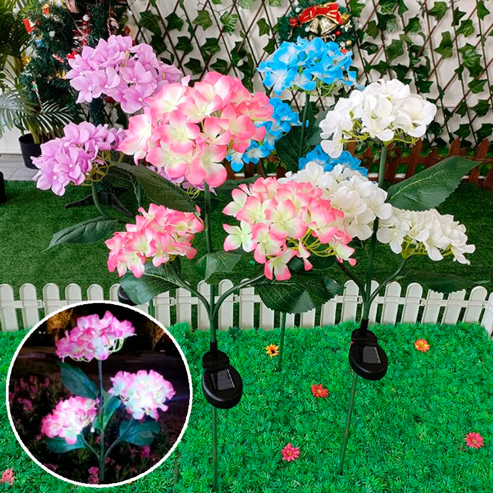 Solcellslampor för trädgården med hortensia-design