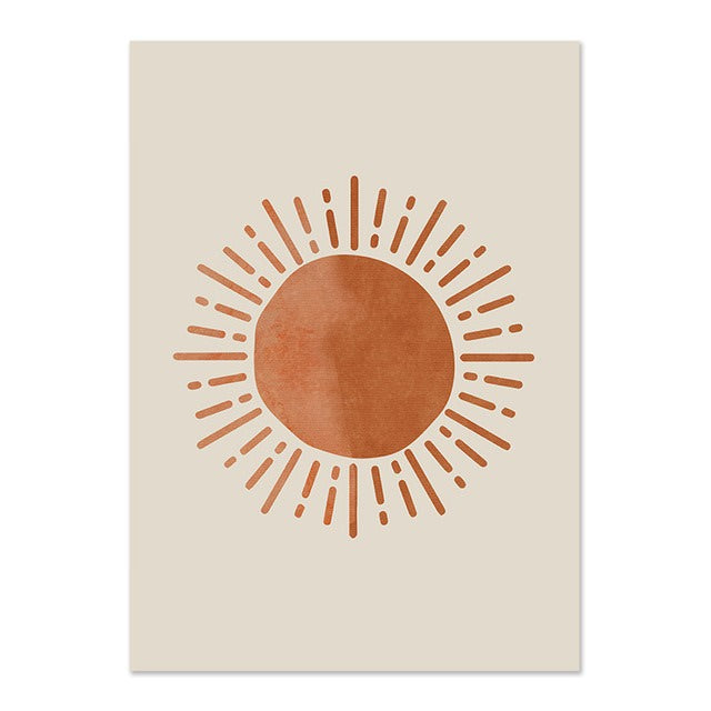 Canvastavla Boho Sol- och Månmönster