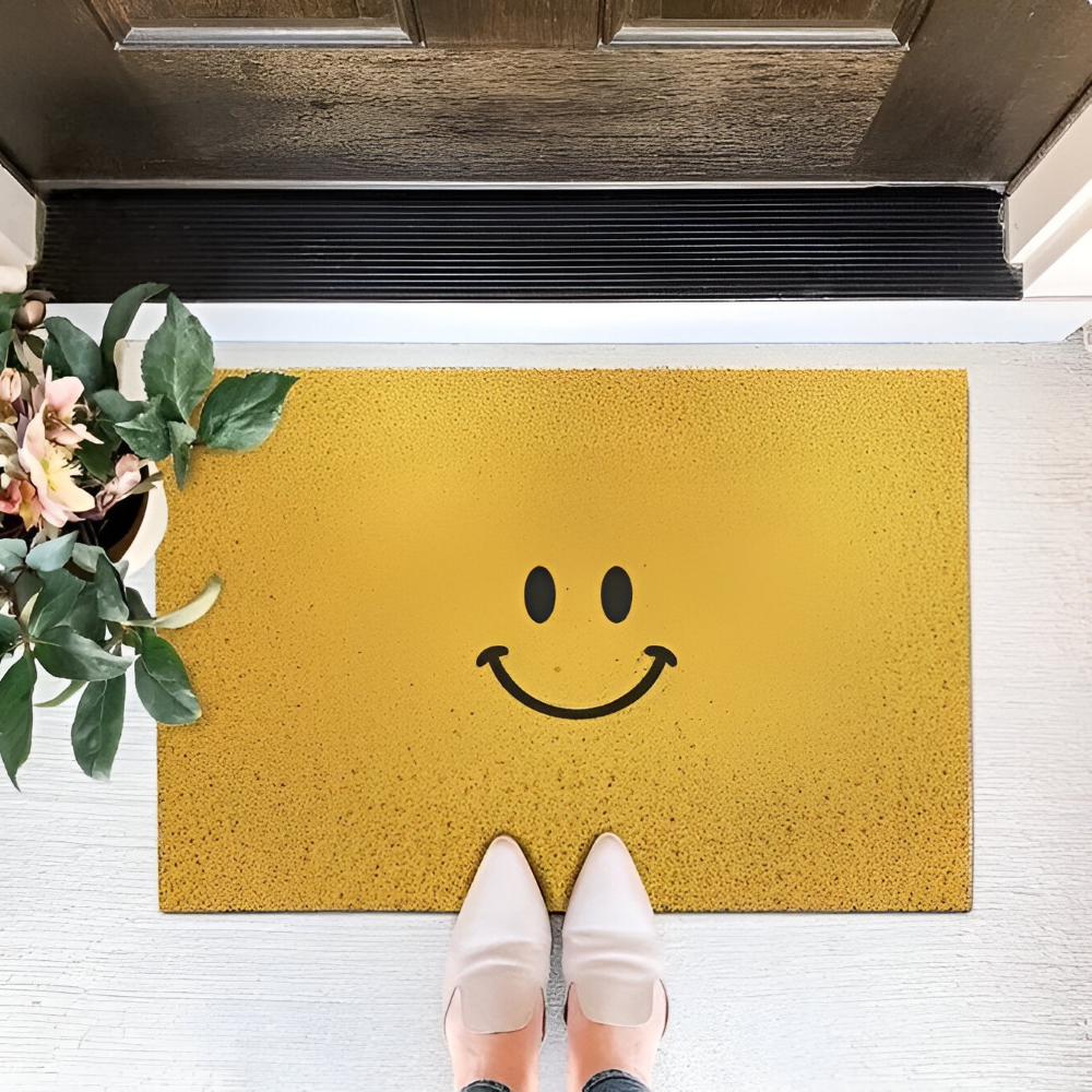Halkfri PVC Dörrmatta med Smiley-ansikte Entrématta