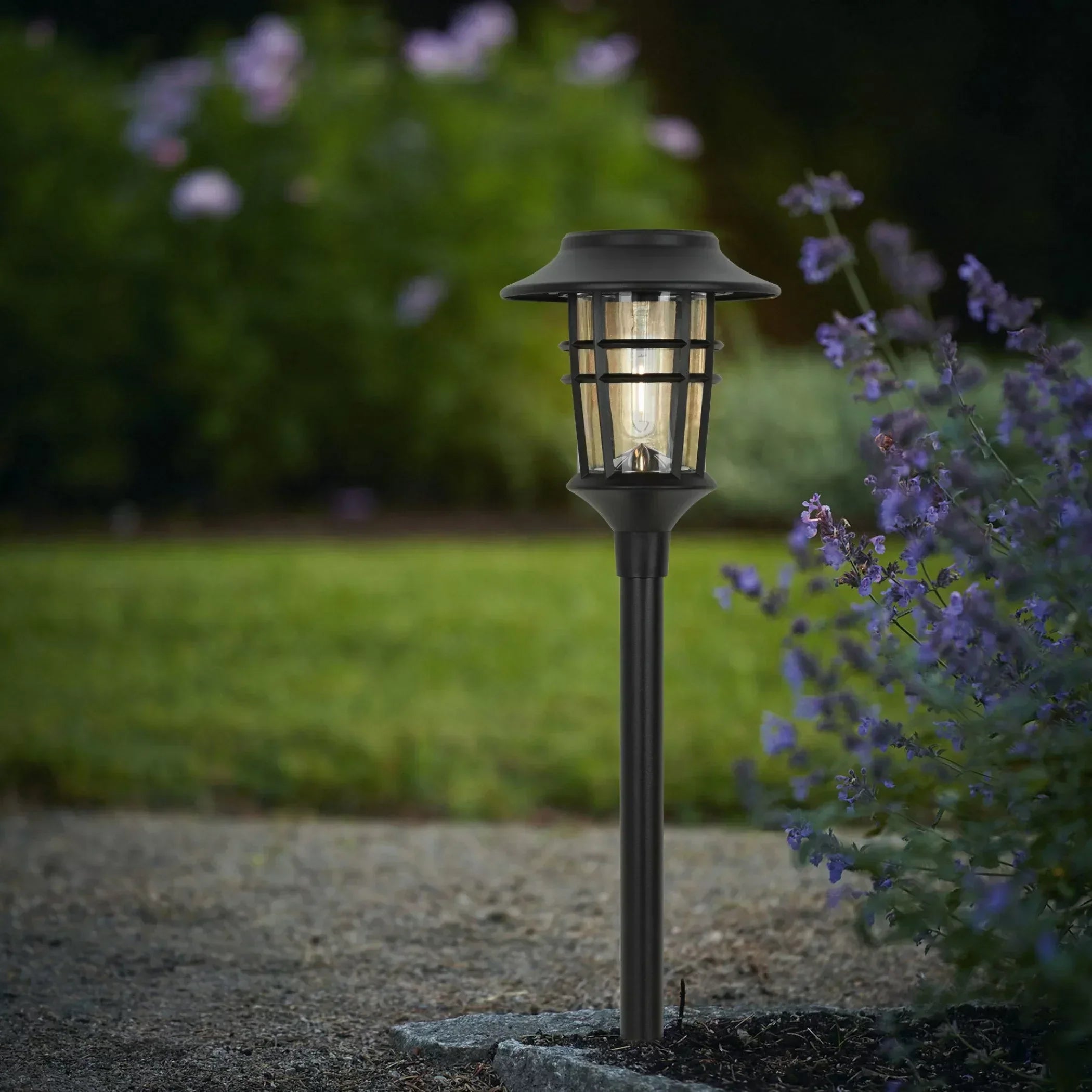 Solcellslampa för trädgård med LED och randig design