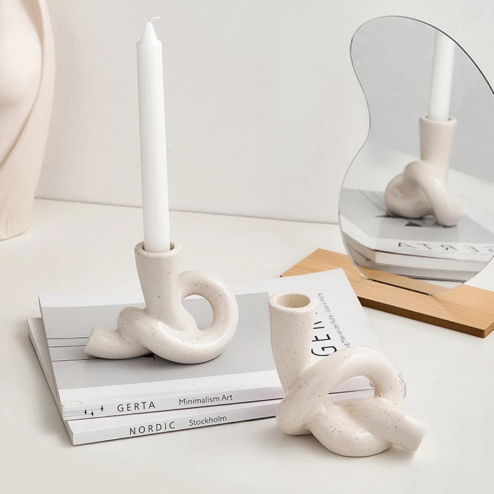 Keramiskt Ljusstake med Knutdesign