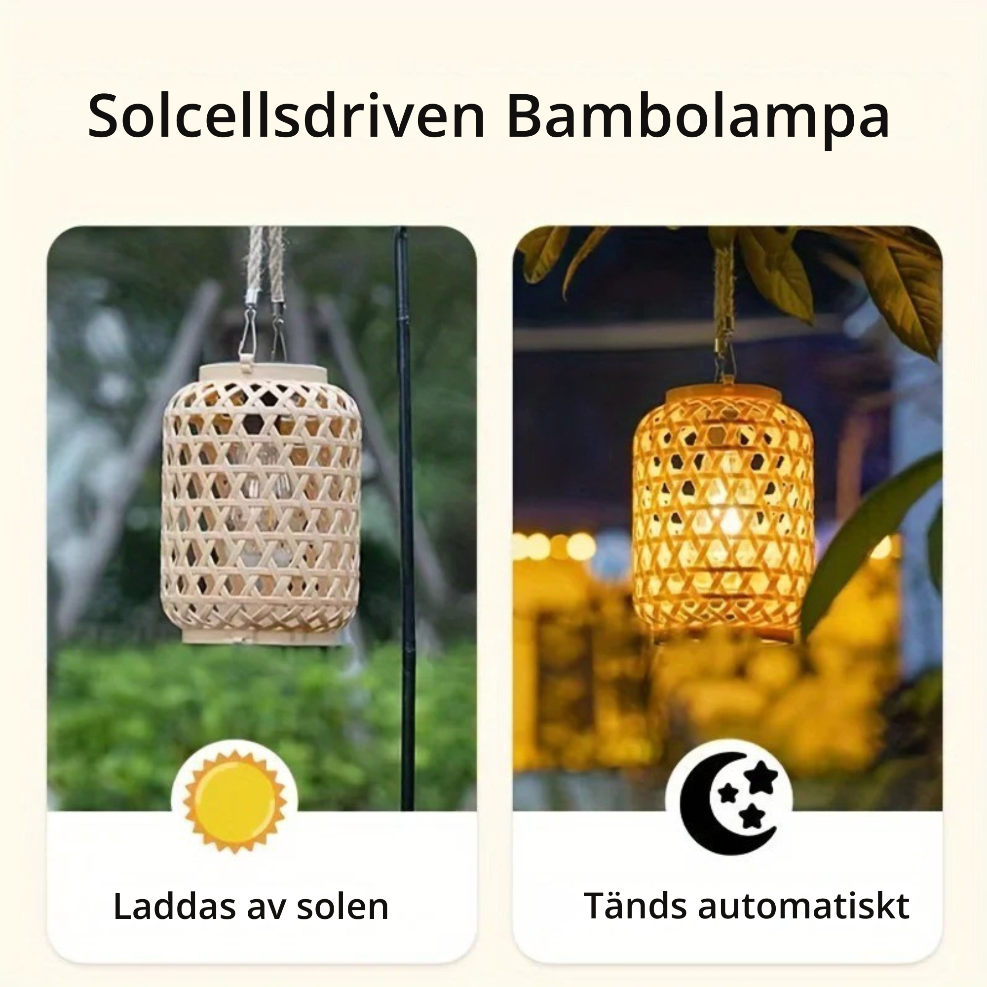 Solutomhuslampa i bambu