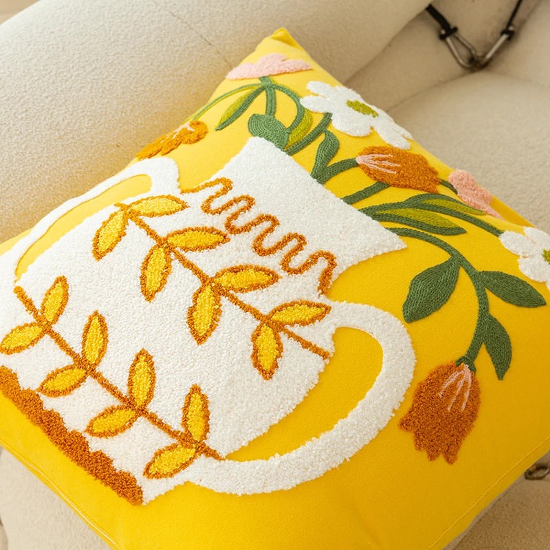 Kuddeöverdrag Broderade Blommor