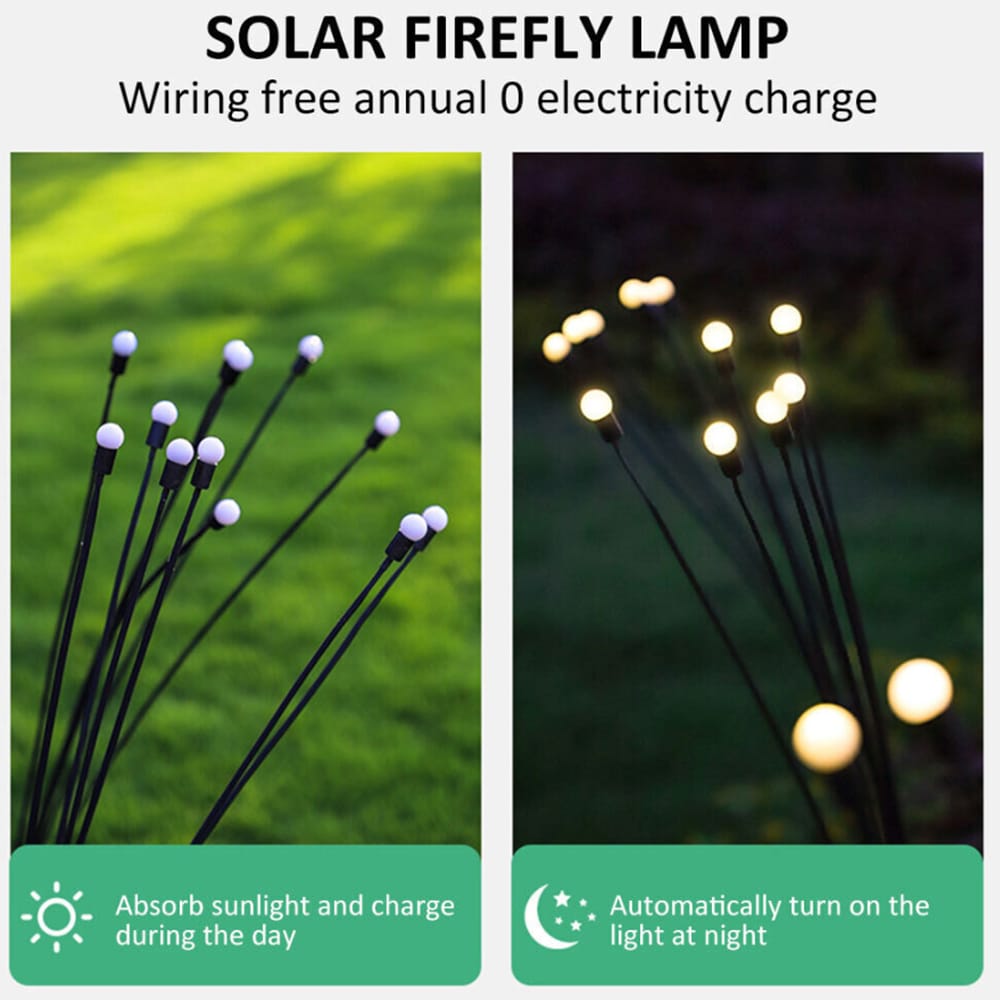 Solcellslampor för trädgård, 2-pack, 70 cm, 6 LED