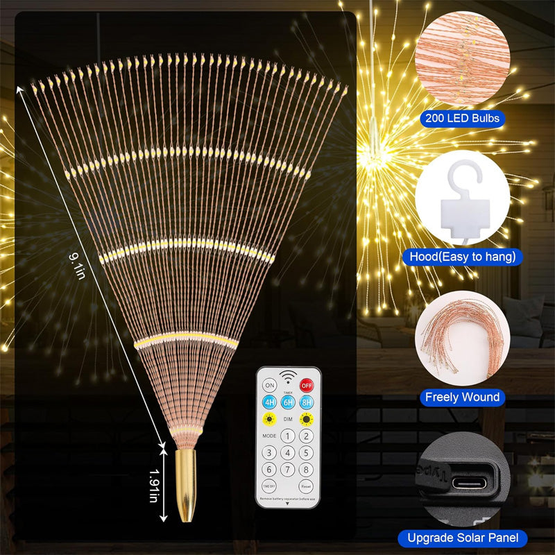 Utomhusdekoration med solarlampa som sprider gnistrande ljuseffekt