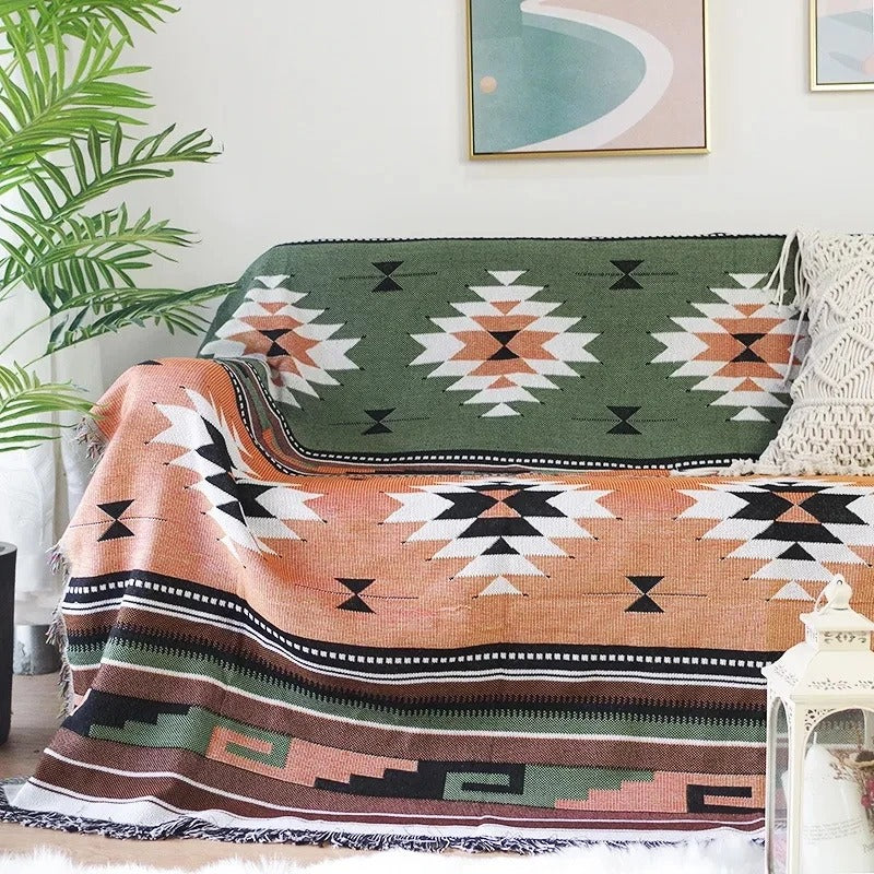 Soffpläd I Polyester Med Bohemiskt Mönster