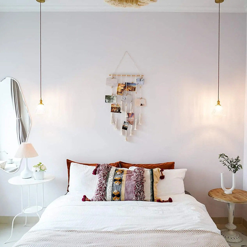 Macramé väggprydnadsfotohållare