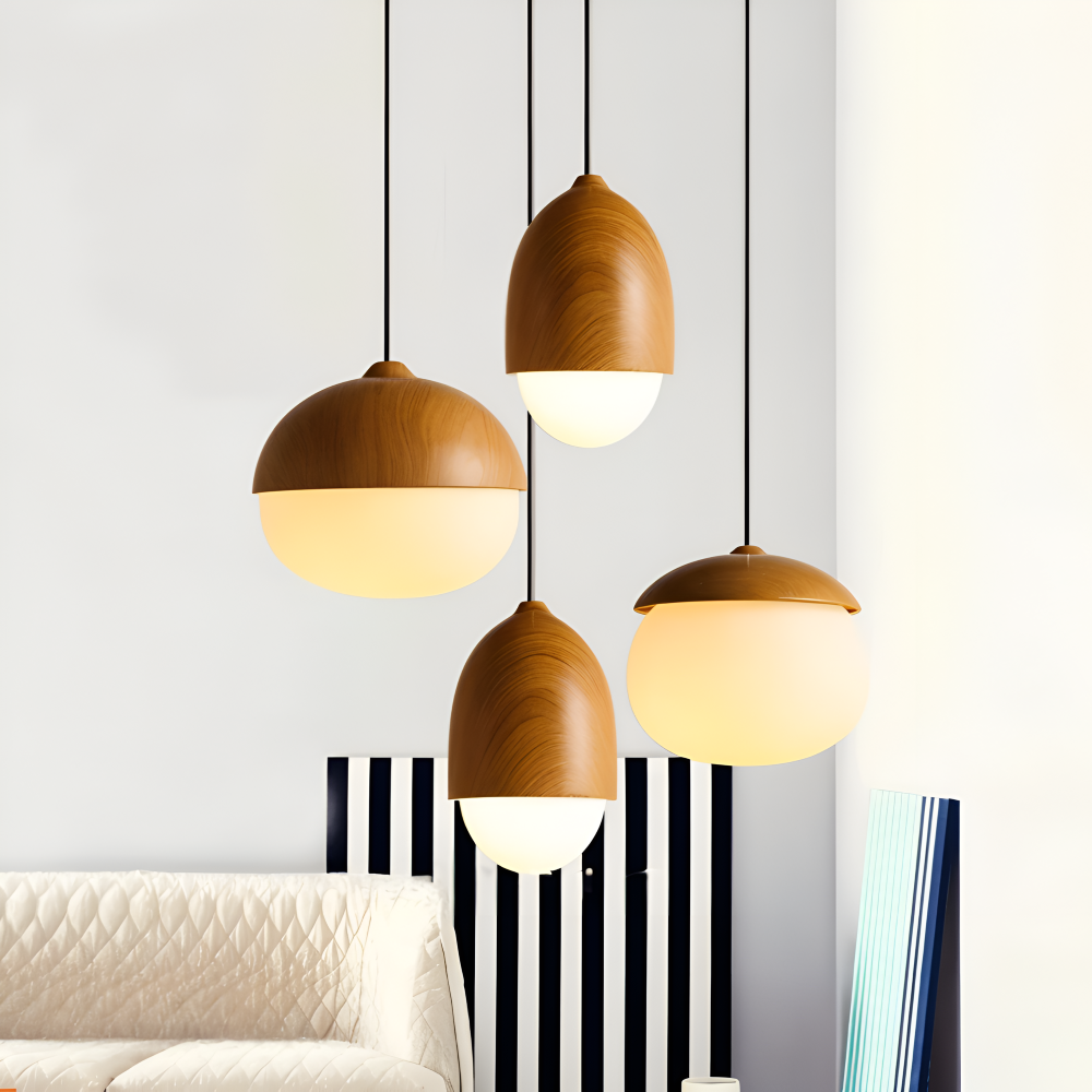 AcornNut Pendellampa - E27 Vintage Hängande Lampa med Mattat Glaskupa