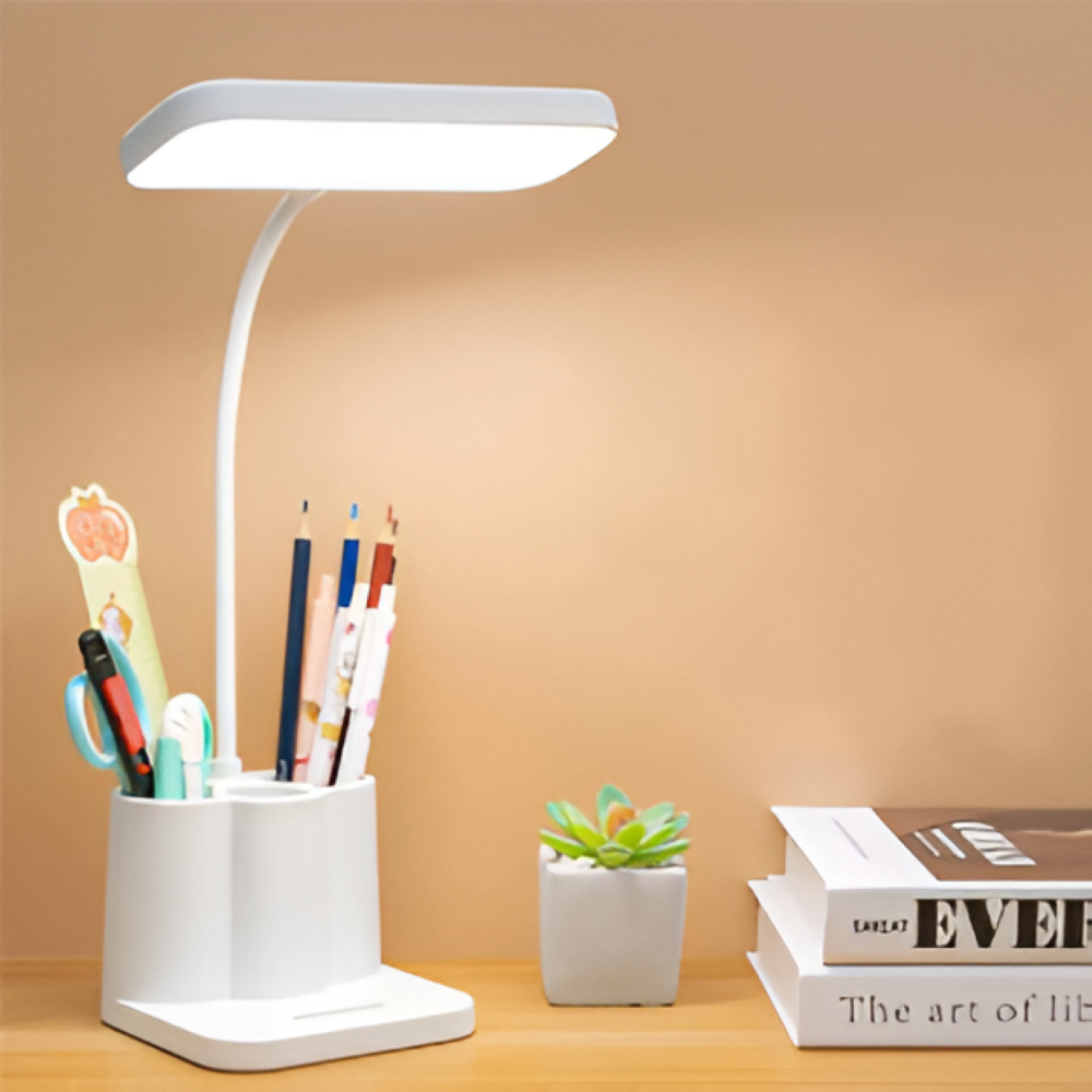 Justerbar USB LED Skrivbordslampa - Ögonvänlig nattlampa för läsning, studier och för sovrummet